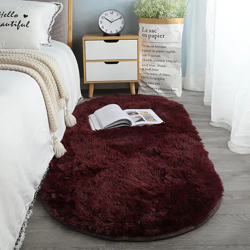 Miniatura 20 de ZZenSmot Alfombra ovalada y esponjosa, alfombra de noche de felpa suave, color liso, para dormitorio, sala de estar, color rosa, 63 x 24 pulgadas