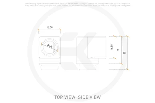 Miniatura 6 de EKWB EK-Quantum Torque Micro Rotary 90 grados de montaje en ángulo, níquel