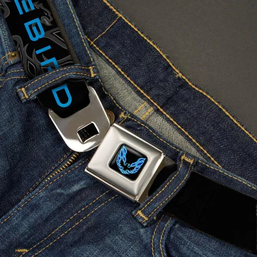 Miniatura 2 de Buckle-Down Cinturón de seguridad Pontiac FIREBIRDLogo NegroGrisesAzules - 1.0" Ancho - 20-36 pulgadas de largo