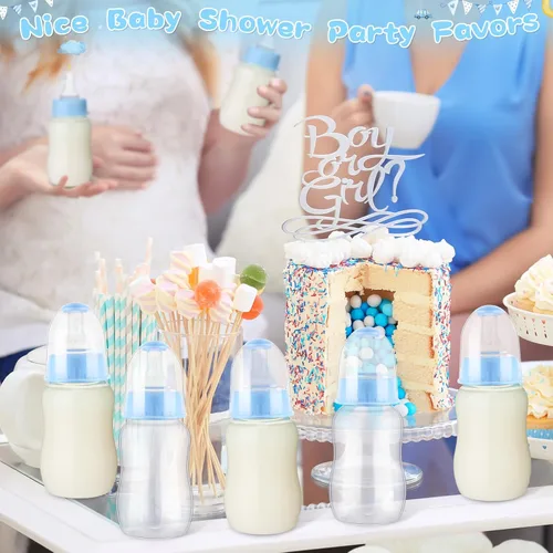 Miniatura 5 de SiliFine Juego de 48 botellas de regalo para baby shower, juego de bebida, mini botellas de regalo para revelación de género, suministros de fiesta