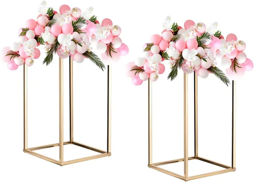 MECCANIXITY Columna de jarrón de flores de boda, soporte de metal para flores de 15.7 pulgadas de alto, para decoración de bodas, fiestas, cenas,