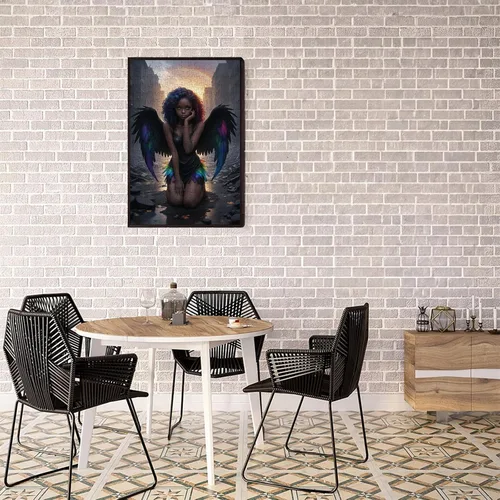 Miniatura 3 de Rompecabezas de mujeres africanas para adultos, 500 – Negro Angel Girl – Colores creativos y líneas Retratos, rompecabezas de desafío