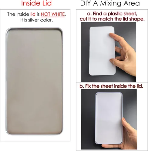 Miniatura 3 de Estuche de lata de paleta de acuarela con 40 piezas de sartenes vacías de plástico blanco con cuadrados magnéticos para transportar - Paleta