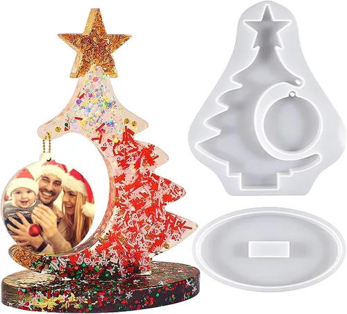 Moldes de Resina para Marco de Fotos de Árbol de Navidad, Moldes de Resina Epoxi para Marco de Fotos, Molde de Silicona Hecho a Mano, Moldes de