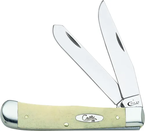 Case XX WR Navaja de bolsillo Natural Smooth Bone Trapper W/Shield Artículo #1445 - (6254 SS) - Longitud cerrada: 4 1/8 pulgadas