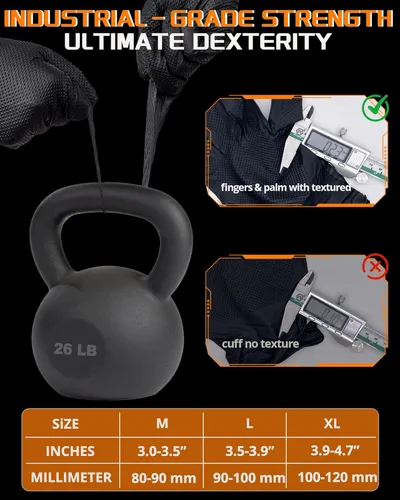 Miniatura 3 de wcy Anboson - Guantes de nitrilo desechables sin látex de 9 mil, color negro, XLarge, 30PCS