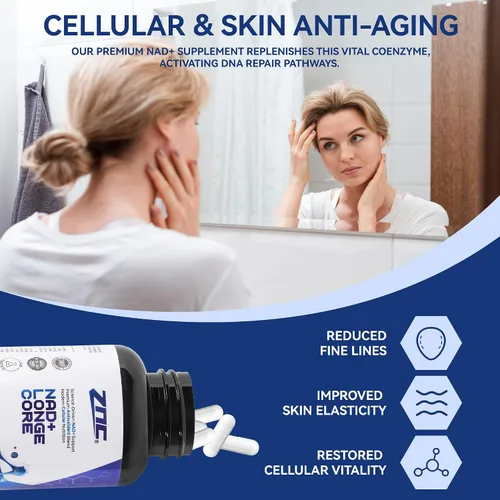 Miniatura 3 de ZNC® Suplemento NAD+ 10 en 1 con NAD liposomal y urolitina A para energía y reparación celular - 60 cápsulas veganas