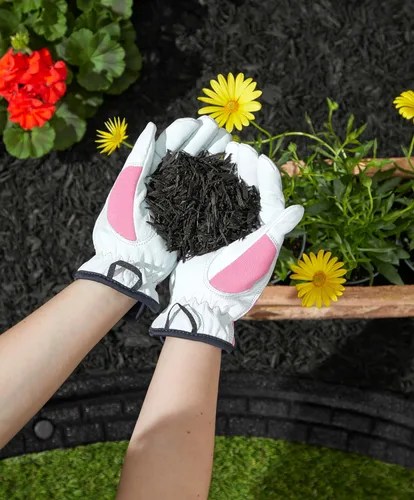 Miniatura 3 de Rubberific Mantillo de goma triturada prémium para jardines, césped y paisajismo, color de larga duración, parece mantillo de madera natural