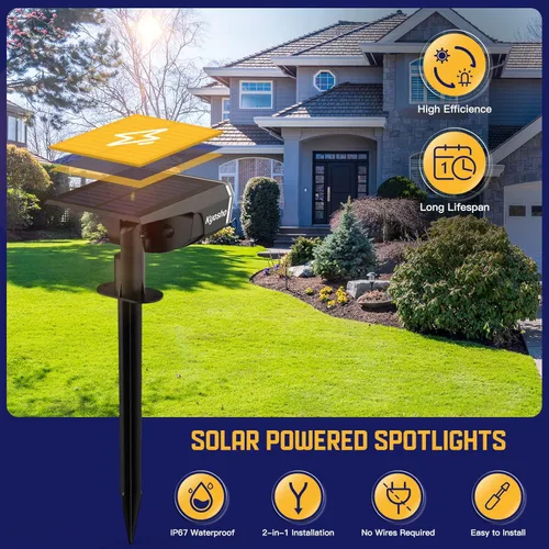 Miniatura 3 de Kyosho Luces solares para exteriores impermeables IP67, 38 luces LED solares para exteriores, foco de paisaje 2 en 1 con 3 modos para césped, Cálido