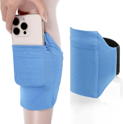 Soporte para teléfono de pierna, correas para las piernas para teléfono celular, cartera para muslo, cartera para pantorrilla, bolsa de brazo Azul