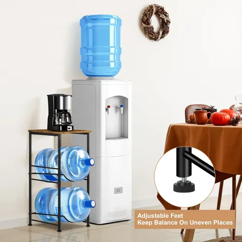 Miniatura 6 de Soporte para jarra de agua de 5 galones, dispensador de agua con estante superior, estante de almacenamiento para jarra de agua de 5 galones