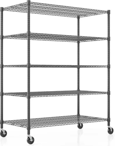 Miniatura 20 de Homdox Estantes de Almacenamiento Resistentes, Unidad de Estantería de Alambre de 4 Niveles con Ruedas, Estantes de Metal Ajustables Comerciales