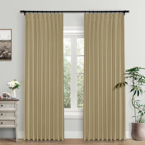 Miniatura 19 de Macochico Cortinas opacas de lino plisadas para oscurecer la habitación, panel con aislamiento térmico para dormitorio, sala de estar, sala