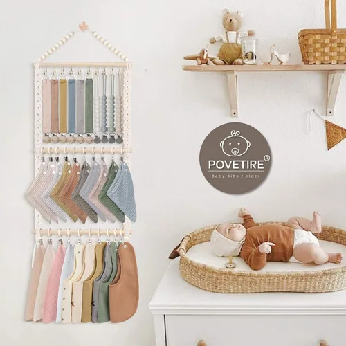 Miniatura 2 de POVETIRE Portabebés para chupete, organizador de baberos para bebé, bandana neutra para bebé, organizador de paños para eructos, organizador