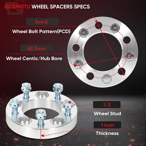 Miniatura 2 de Espaciadores de rueda 5x4.5 para Jeep Wrangler Liberty TJ XJ YJ ZJ KJ KK, Adaptadores de rueda de 1" 5x114.3 82.5mm CB Compatibles para Ford Mustang