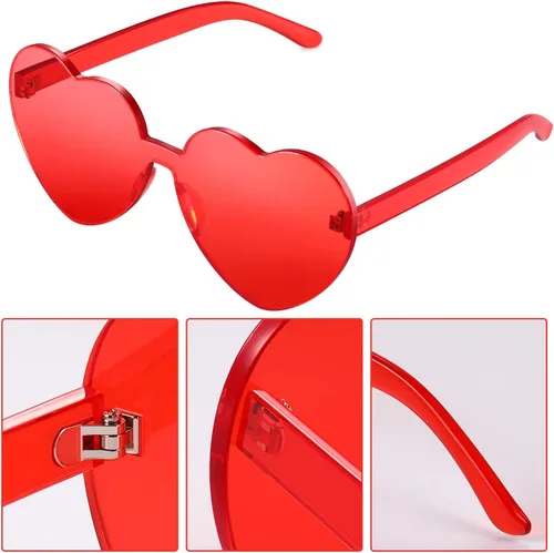 Miniatura 3 de Maxdot - Lentes de sol transparentes sin marco con forma de corazón para fiestas