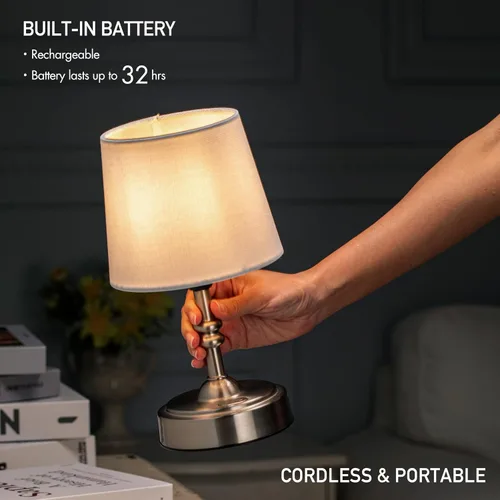 Miniatura 2 de O’Bright Seraph mini – Lámpara de mesa LED inalámbrica con regulador, batería recargable incorporada, 3 niveles de brillo, lámpara de mesa