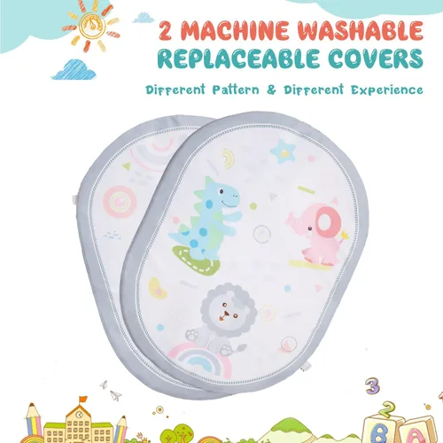 Miniatura 5 de ibabejoy - Tapete de juego para bebé, gimnasio de juego basado en escenarios con 2 fundas lavables a máquina para recién nacidos a niños, tapete