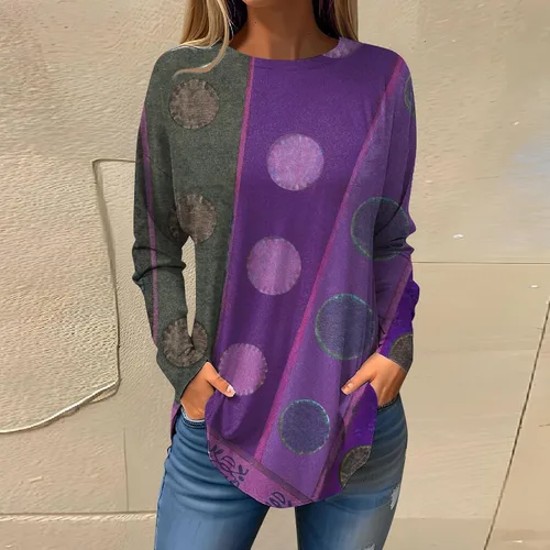 Miniatura 2 de Fall Outfits for Women Round Neck Long Sleeve T Shirt Solid Lightweight Pullover Tops Comfy Dressy Outfits