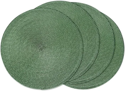 Miniatura 48 de AHHFSMEI Juego de 6 manteles individuales redondos trenzados de 15 pulgadas para mesas de comedor, tejido natural, resistentes al calor, color azul