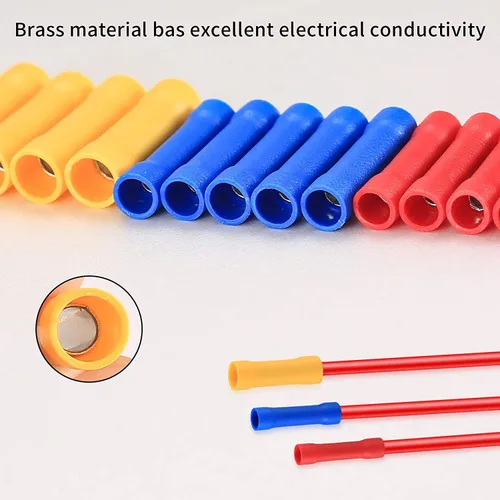 Miniatura 3 de Kit de conectores eléctricos a tope de 150 piezas, conectores de cable de crimpado de empalme a tope, varios terminales de cable rectos eléctricos