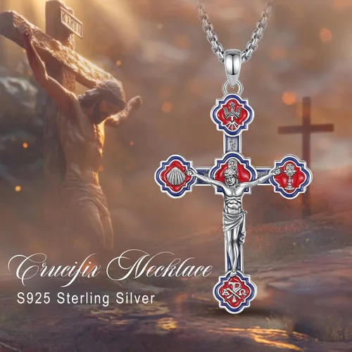 Miniatura 294 de EUDORA Collar de plata de ley 925, San Cristóbal y San Benito, San Miguel, Virgen María, San Judas Tadeo, Cruz de Buen Pastor y Arcángel, Medalla