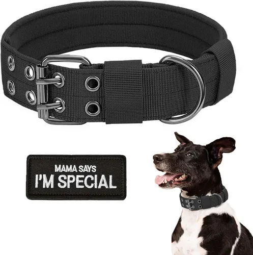 Miniatura 8 de Collar táctico para perro con asa – Collar de entrenamiento de nylon ajustable militar para perro con hebilla de metal resistente para perros Verde-1