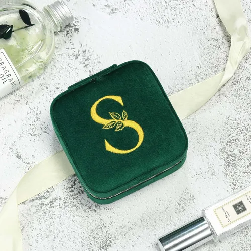 Miniatura 6 de Parima Joyero de viaje para mujeres y niñas, estuche de joyería de viaje con inicial L Estuche de viaje pequeño para joyería Mini joyero de viaje