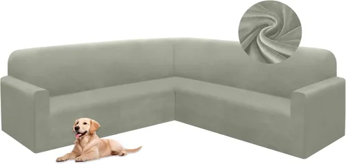 Miniatura 60 de HDCAXKJ Fundas de sofá seccional de esquina de terciopelo elástico en forma de L, juego de fundas deslizantes suaves y gruesas en forma de U