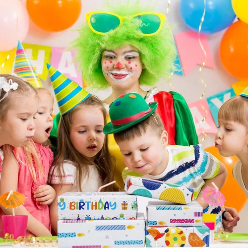 Miniatura 2 de BULKYTREE Papel de regalo de cumpleaños para niños, niñas, niños, hombres y mujeres, fiestas de vacaciones, 3 hojas grandes, globos