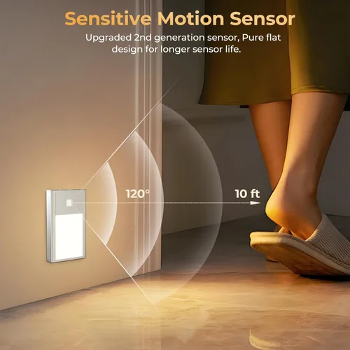 Miniatura 4 de VST Luz nocturna con sensor de movimiento, luces de escalera recargables con instalación de succión magnética para interiores, dormitorio, pasillo