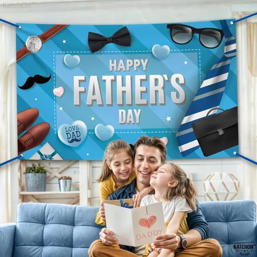 Miniatura 6 de KatchOn, Pancarta extragrande para el día del padre, 72 x 44 pulgadas, pancartas azules del día del padre, decoraciones del día del padre, Negro