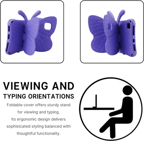 Miniatura 20 de FW Fire 7 - Funda para tablet para niños, Amazon Fire 7 2022, funda de mariposa con luz de atril, EVA, protección contra caídas, resistente, a