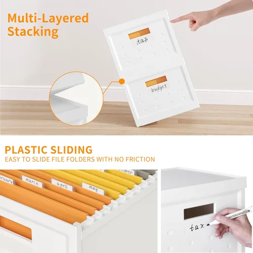 Miniatura 4 de Seseno Caja organizadora de archivos con tapa, organizador universal de archivos colgantes, caja de carpetas de archivos de tamaño carta/legal