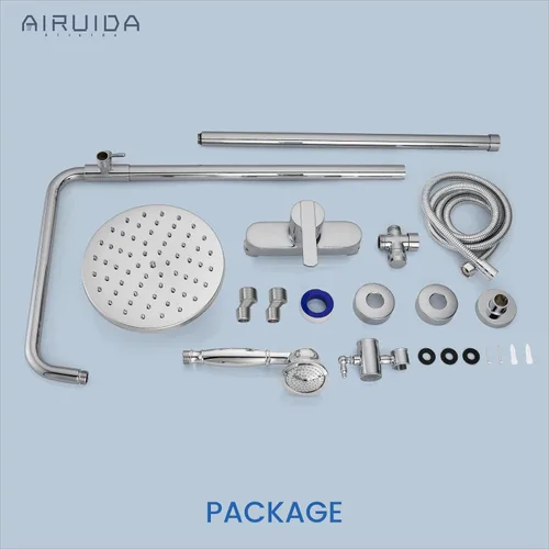Miniatura 9 de Airuida Sistema de ducha expuesto, cabezal de ducha de lluvia de 8 pulgadas con rociador de mano, juego de grifo de ducha de montaje en pared de una