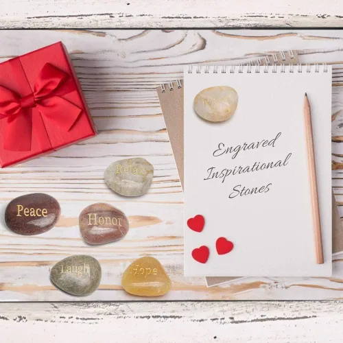 Miniatura 7 de BigOtters 25 piedras inspiradoras - Piedras de aliento con palabras grabadas para meditación, decoración de oficina en casa y cumpleaños, regalos