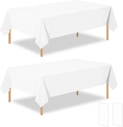 Miniatura 38 de Paquete de 2 manteles rectangulares desechables de plástico negro de 54 x 108 pulgadas, manteles de plástico negro para cumpleaños, bodas