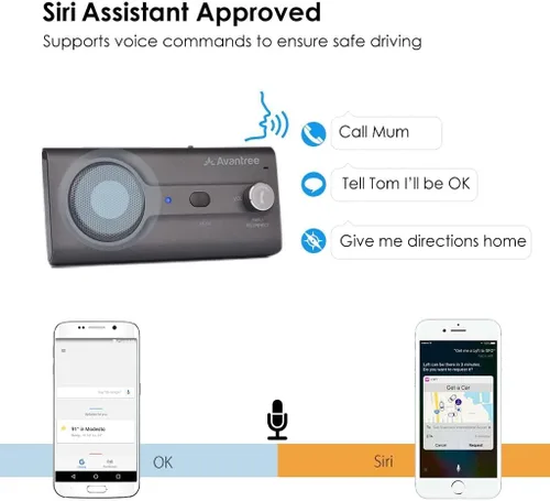 Miniatura 2 de Avantree CK11 - Kit de coche Bluetooth 5.0 manos libres, altavoz de 3 W con clip de visera, compatible con asistente Siri, encendido automático