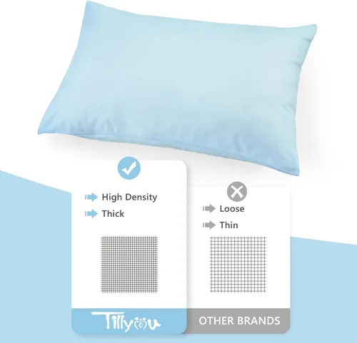 Miniatura 4 de TILLYOU Paquete de 2 fundas de almohada para niños pequeños con cierre de sobre, 13" x 18" de microfibra sedosa y suave, fundas de almohada de viaje
