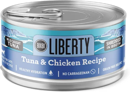 Miniatura 12 de BIXBI Liberty Alimento húmedo enlatado para gatos, sin granos, receta de paté de atún, 2.75 onzas (paquete de 24)