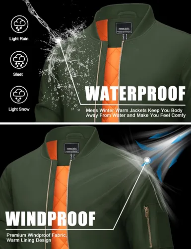 Miniatura 4 de CRYSULLY Chaqueta para hombre Otoño Invierno Espesar Cortavientos Chaquetas Bomber Abrigos Acolchados