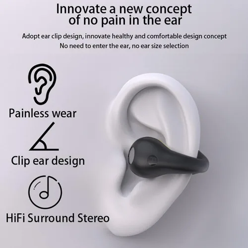 Miniatura 4 de Auriculares inalámbricos de oreja abierta Bluetooth con clip en mini auriculares estuche de carga para auriculares deportivos de conducción ósea