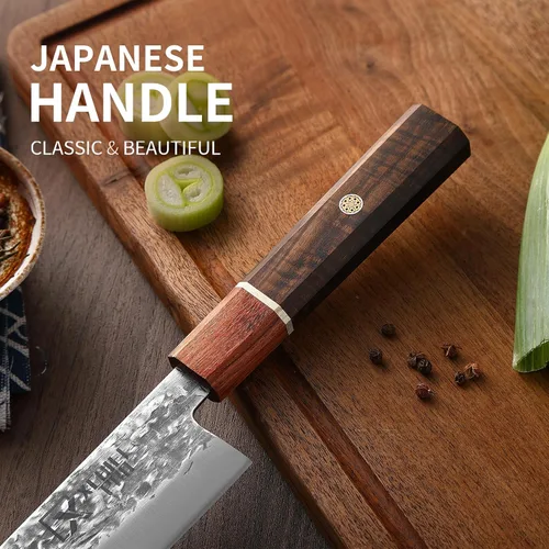 Miniatura 3 de Juego de cuchillos de Japón, juego de cuchillos Nakiri Santoku de acero de alto carbono de Japón, cuchillo de carnicero forjado a mano