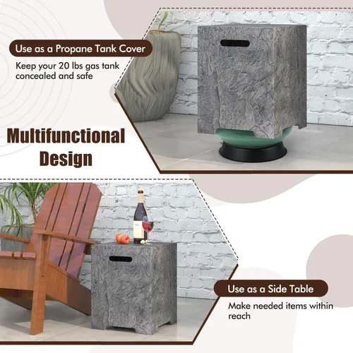 Miniatura 5 de Tangkula Mesa de cubierta de tanque de propano, cubierta de almacenamiento para tanque de gas al aire libre con almohadilla ajustable para los pies