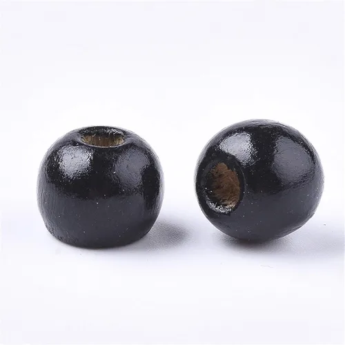 Miniatura 2 de Craftdady 200 cuentas espaciadoras redondas de madera natural negra de 0.394 pulgadas (0.394 in), cuentas sueltas para manualidades, joyería