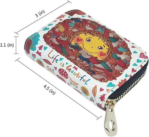 Miniatura 2 de MOYYO Funda de cuero con cremallera para tarjetas de crédito RFID para mujeres y niñas