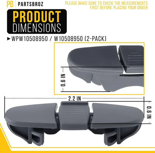 Miniatura 2 de PartsBroz WPW10508950 W10508950 Clip de tope de riel deslizante para lavavajillas (paquete de 2) para Whirlpool WDF520PADM7 WDT730PAHZ0 MDB4949SHZ0