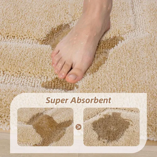 Miniatura 3 de BEQHAUSE Alfombra de Baño-Antideslizante-Tapete de Baño-Suave y Absorbente-Tapete de Ducha-Tapetes de Baño de Poliéster para Baño Lavables a Máquina