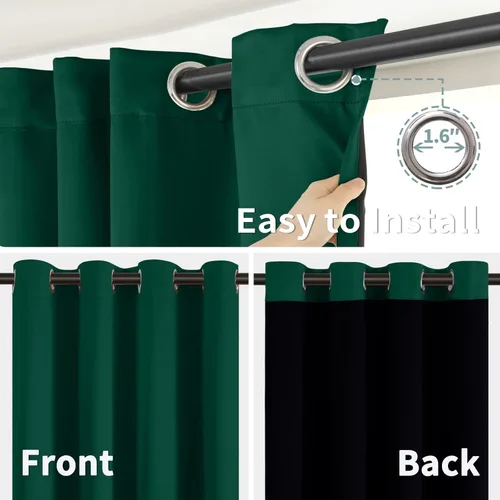 Miniatura 6 de BGment - Cortinas con aislamiento térmico para habitación, 100 % opacas, con forro negro, cortina de doble capa con ojales, reduce el ruido