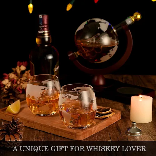 Miniatura 5 de Regalos para hombres, papá, marido de esposa, hija, hijo, juego de decantador de whisky en forma de globo con 2 vasos, regalos únicos de Navidad